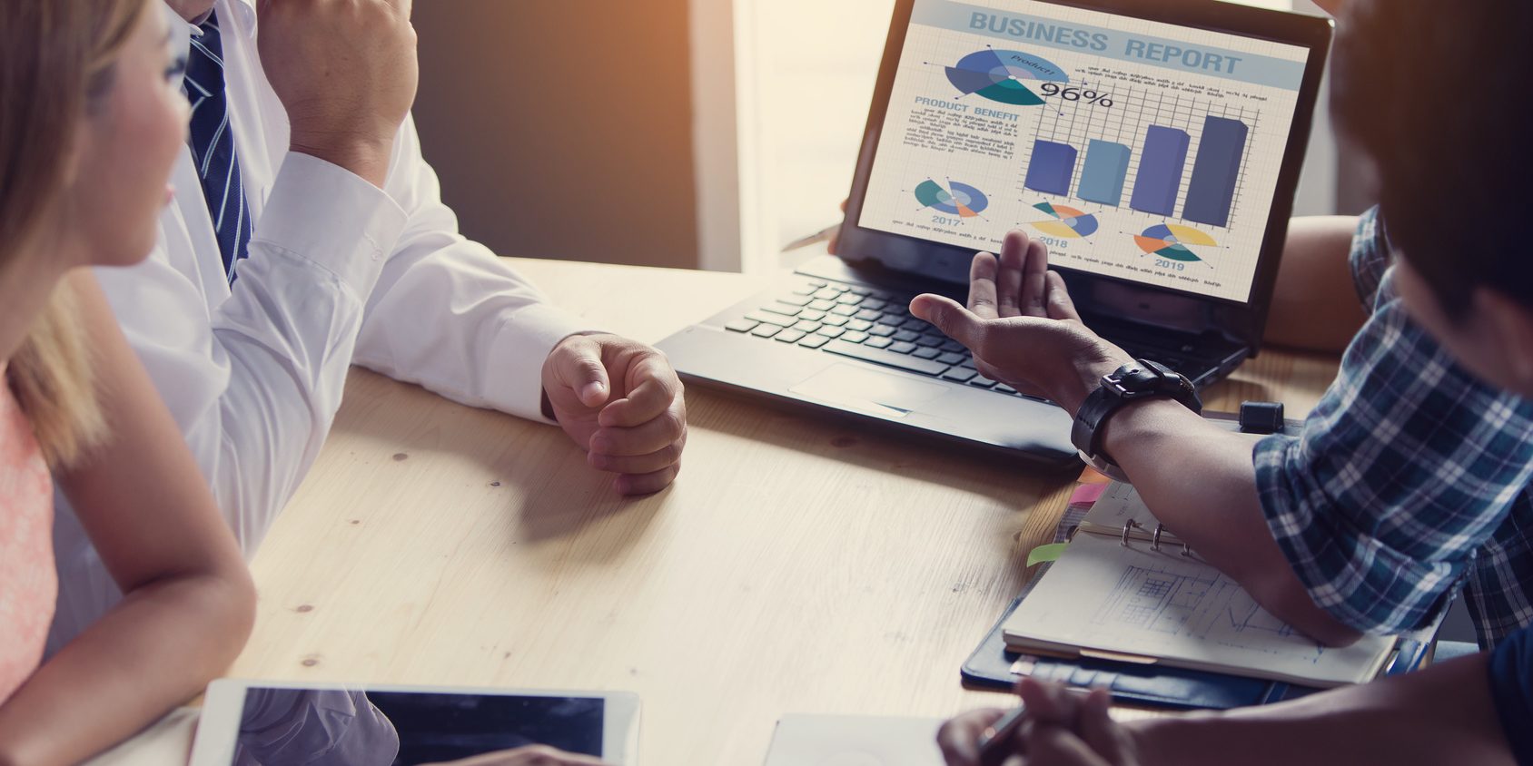 Business team meeting and presenting business results.Business Performance Concepts